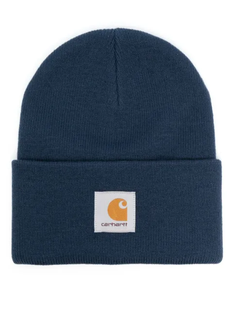 Carhartt WIP Watch logo-patch ribbed beanie hat