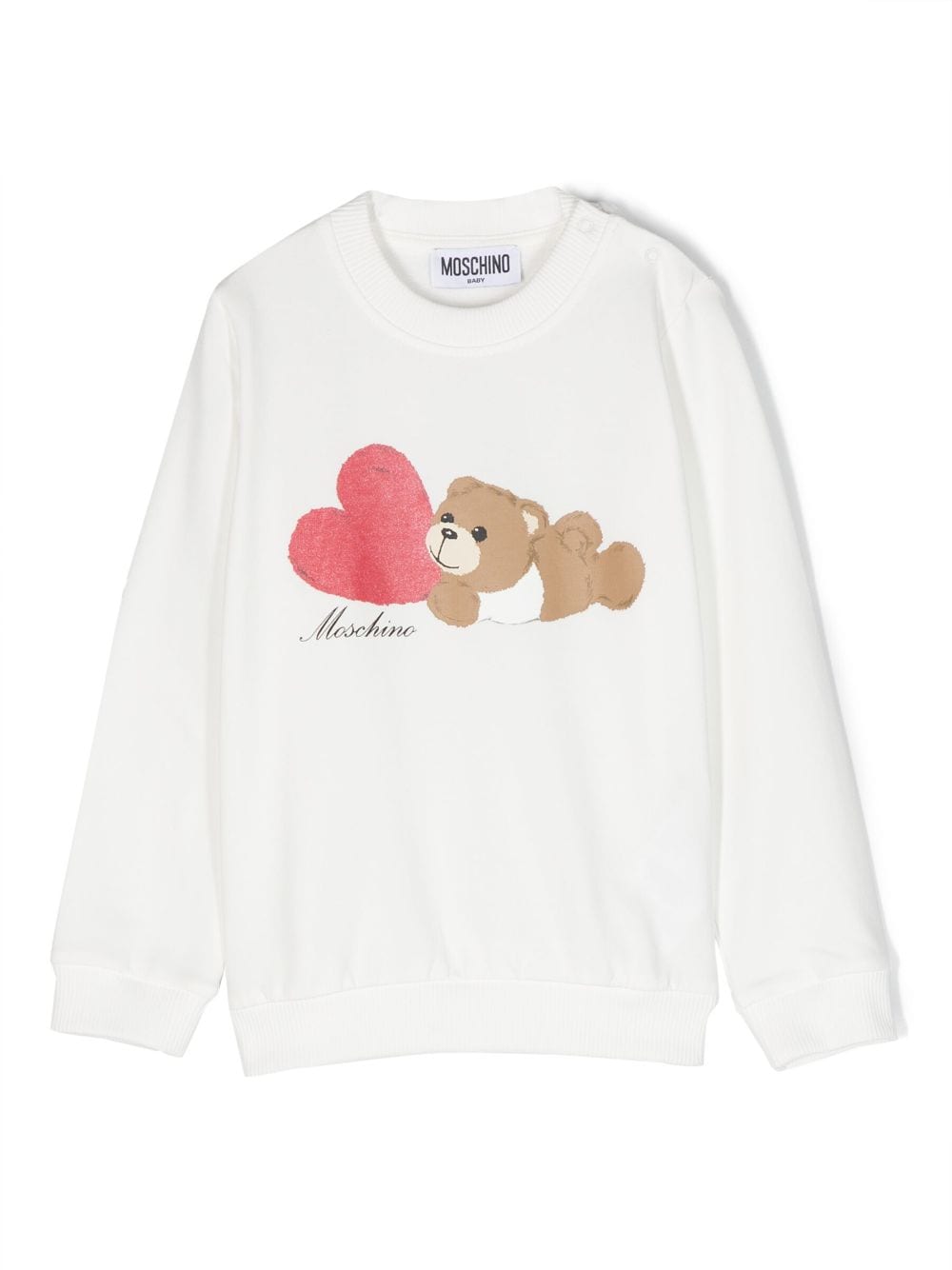 Moschino Babies' Teddy Bear Cotton Sweatshirt In White