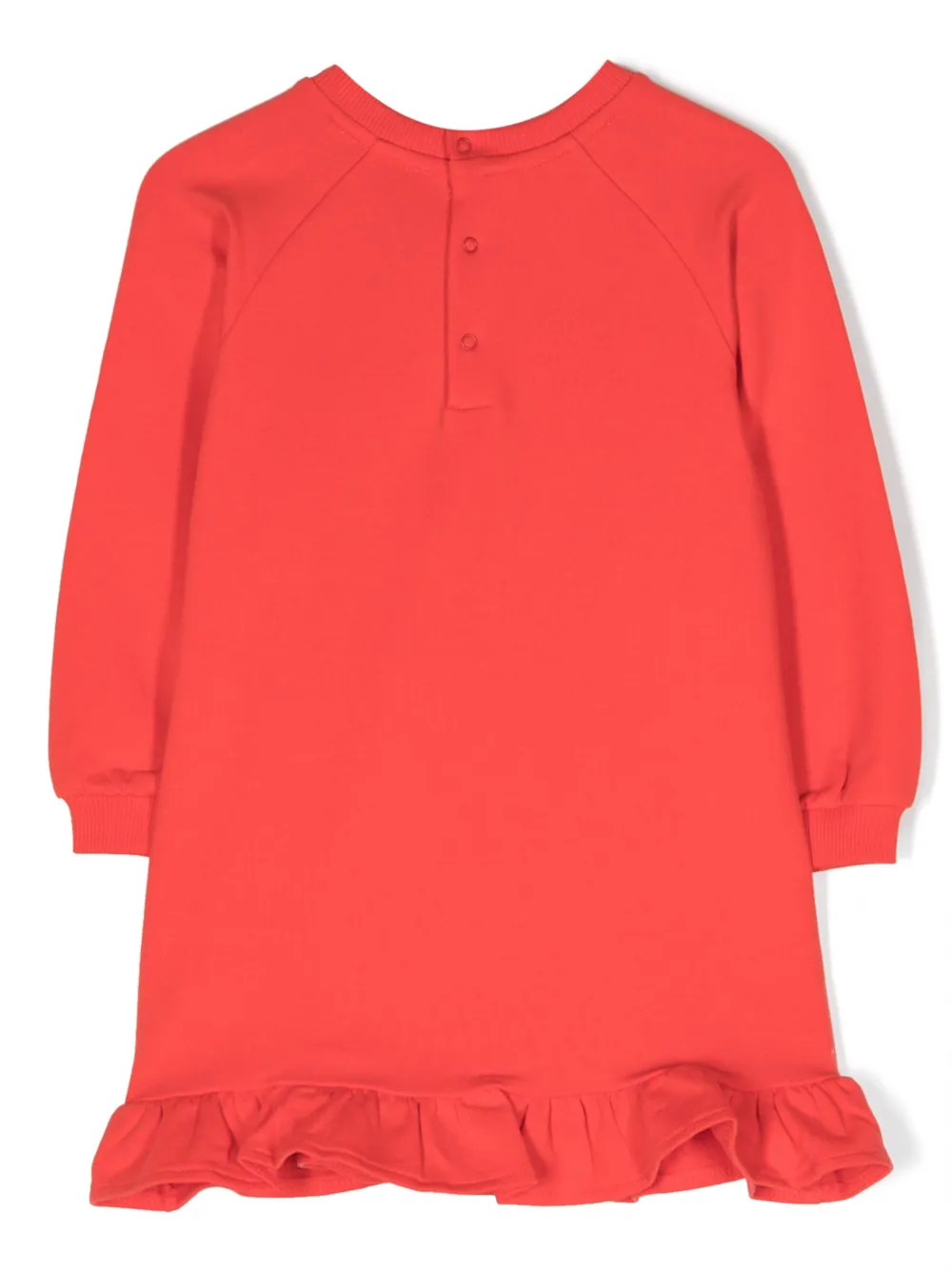 Moschino Kids teddy bear-print ruffle-trim dress - Rood