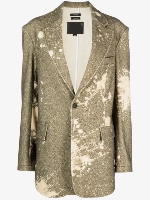 R13 paint splatter-print tweed blazer