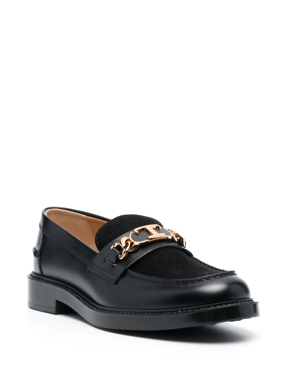 Tod's suede-panel leather loafers - Zwart