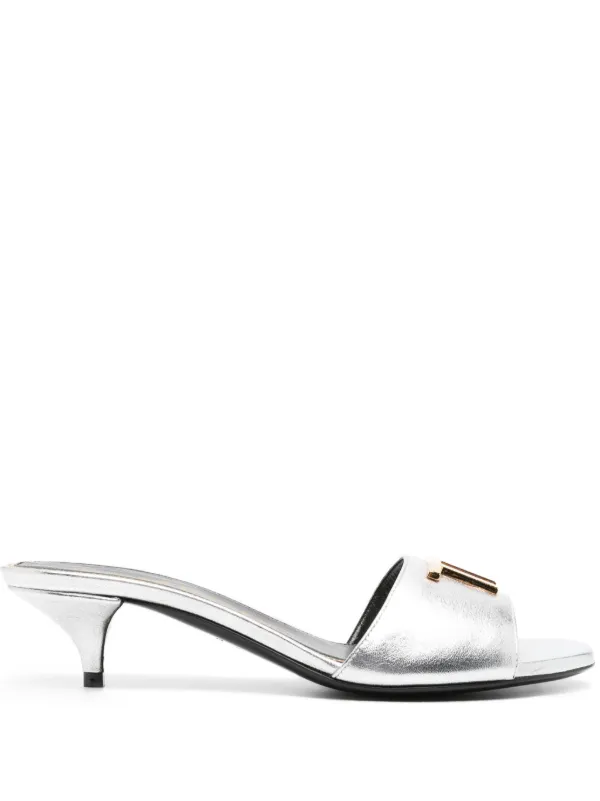 Tom Ford Logo-plaque Sandals in Silver