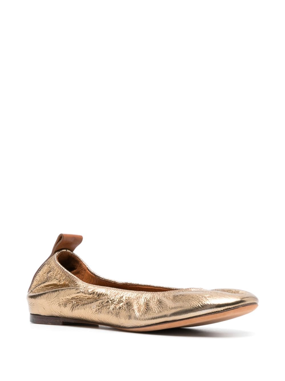 Shop Lanvin Metallic Leather Ballerina Shoes In Silver