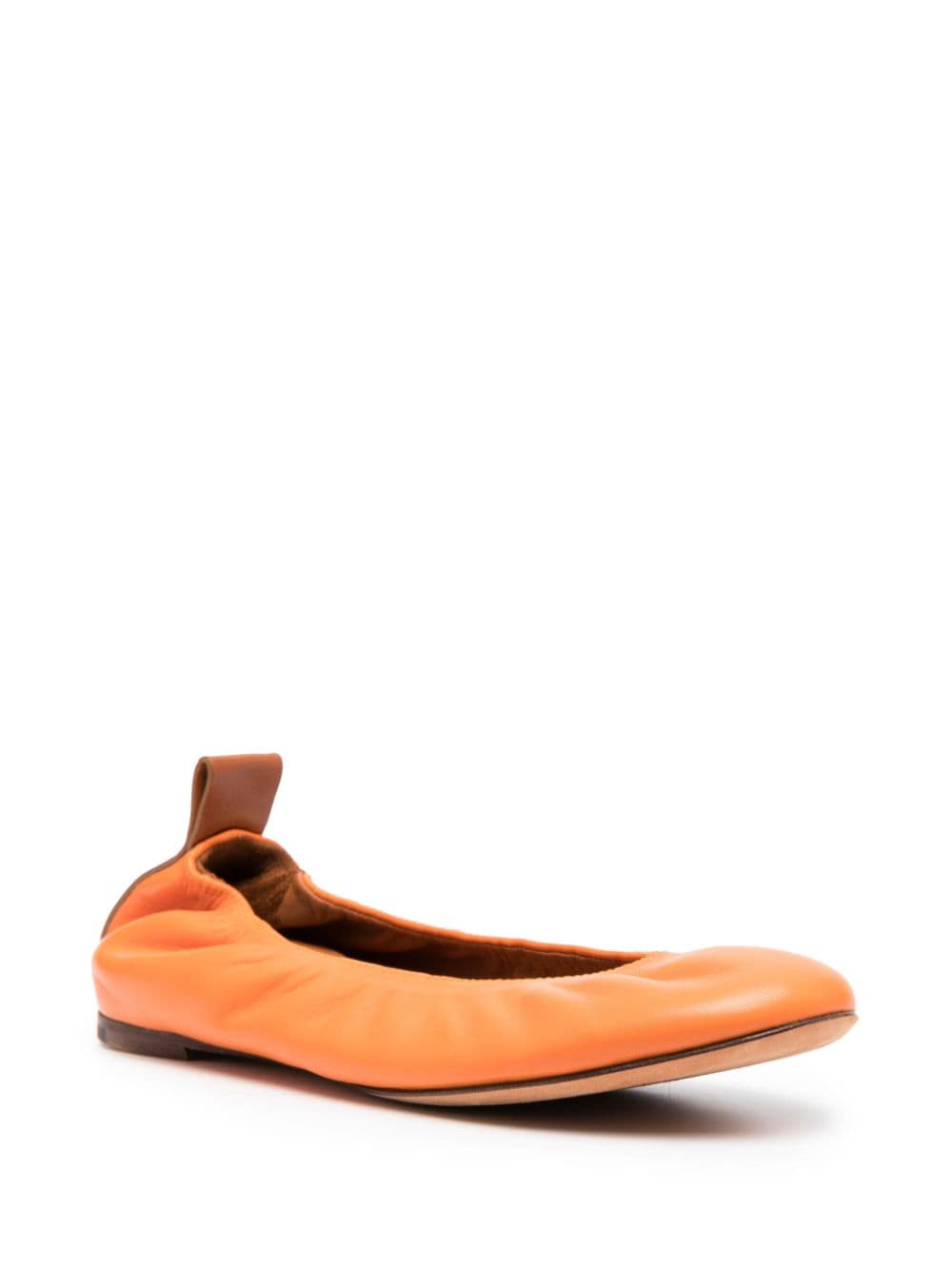 Shop Lanvin Leather Ballerina Shoes In Orange