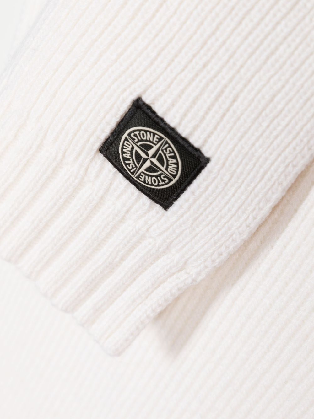 Stone Island Junior Ribgebreide sjaal - Wit