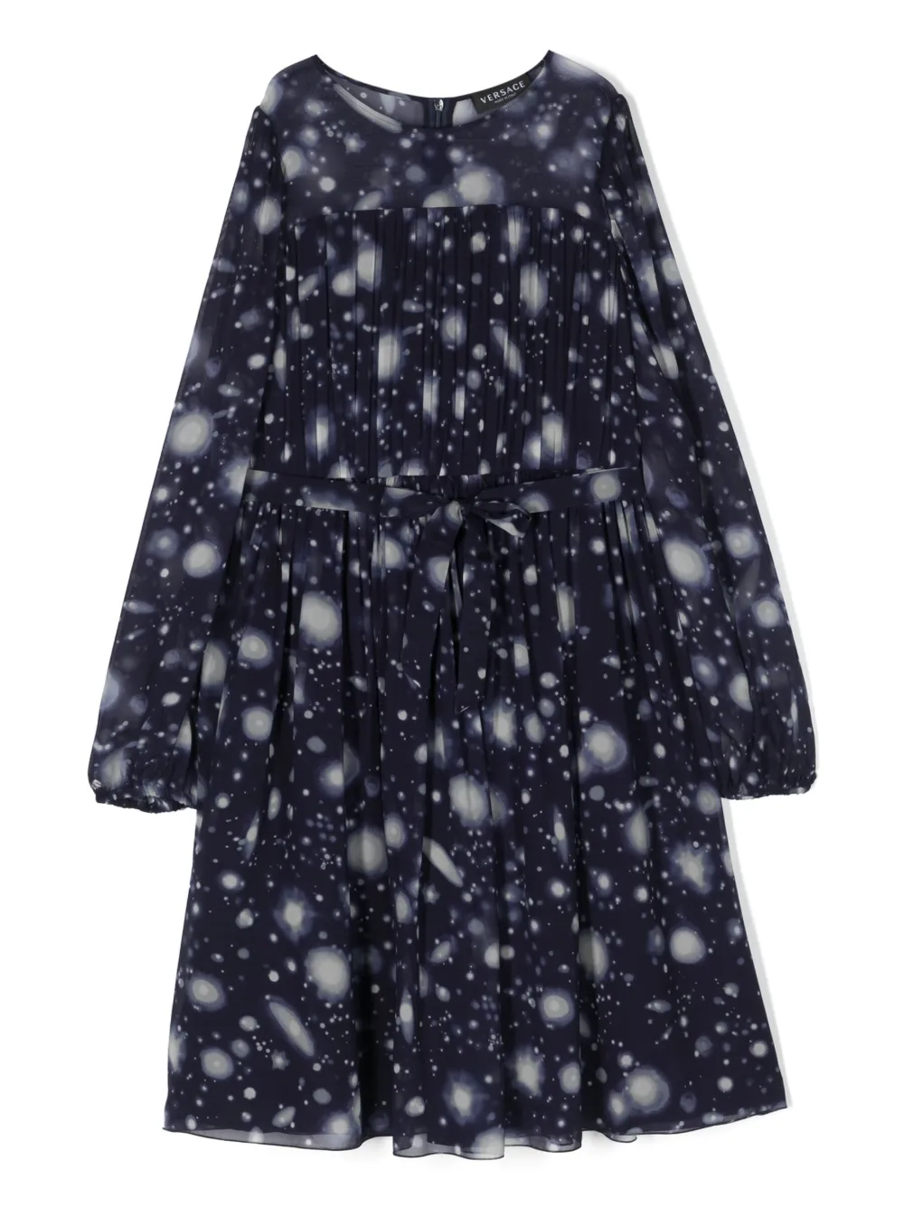 Versace Kids robe en soie à imprimé graphique - Bleu Top Merken Winkel