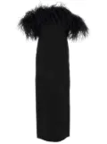 Valentino Garavani feather-trimmed midi dress - Black