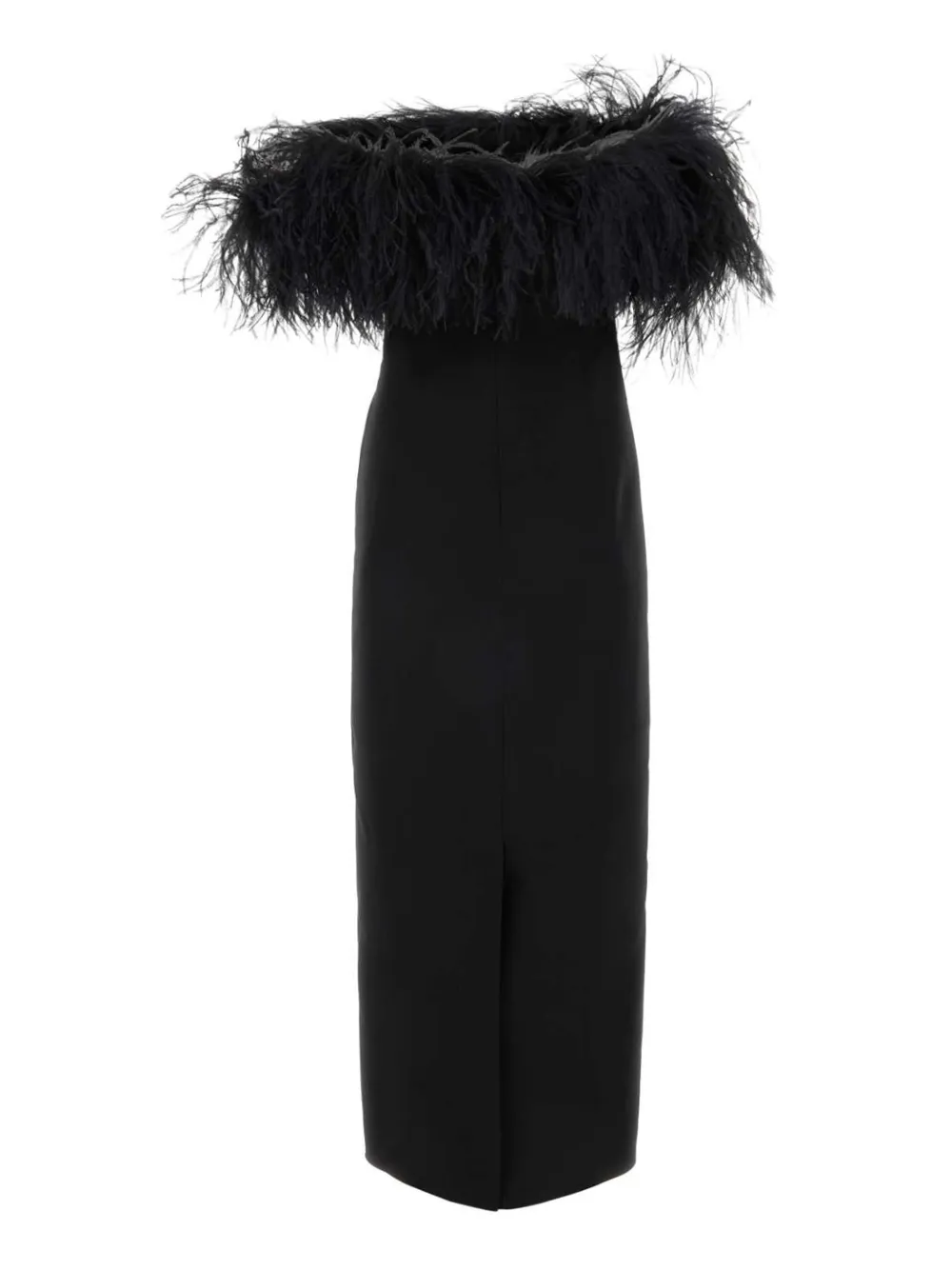 Valentino Garavani Midi-jurk met veren afwerking - Zwart