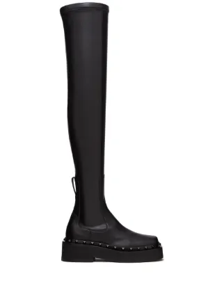 Valentino Garavani Rockstud embellished Thigh Boots Black FARFETCH AO