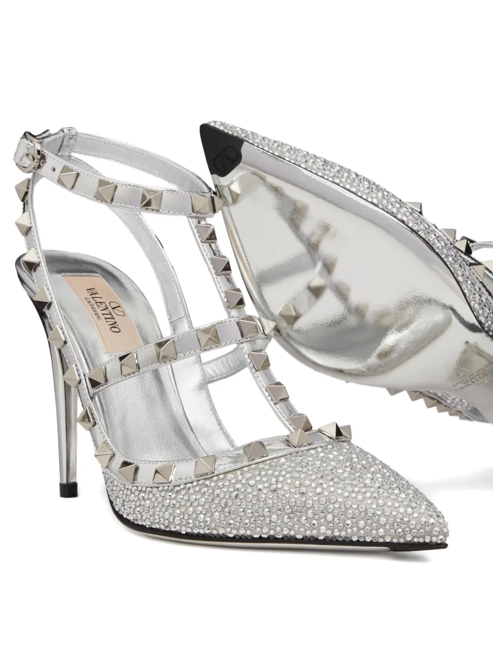 Valentino Garavani Rockstud 100mm crystal-embellished Pumps