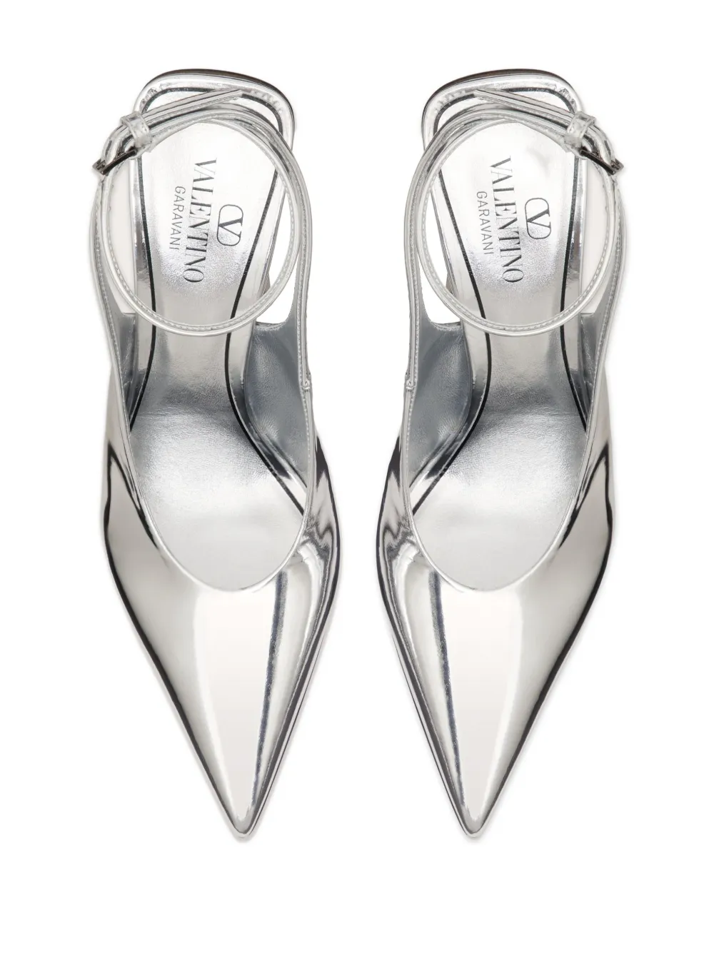 Valentino Garavani One Stud pumps kalfsleer met spiegelend effect Zilver