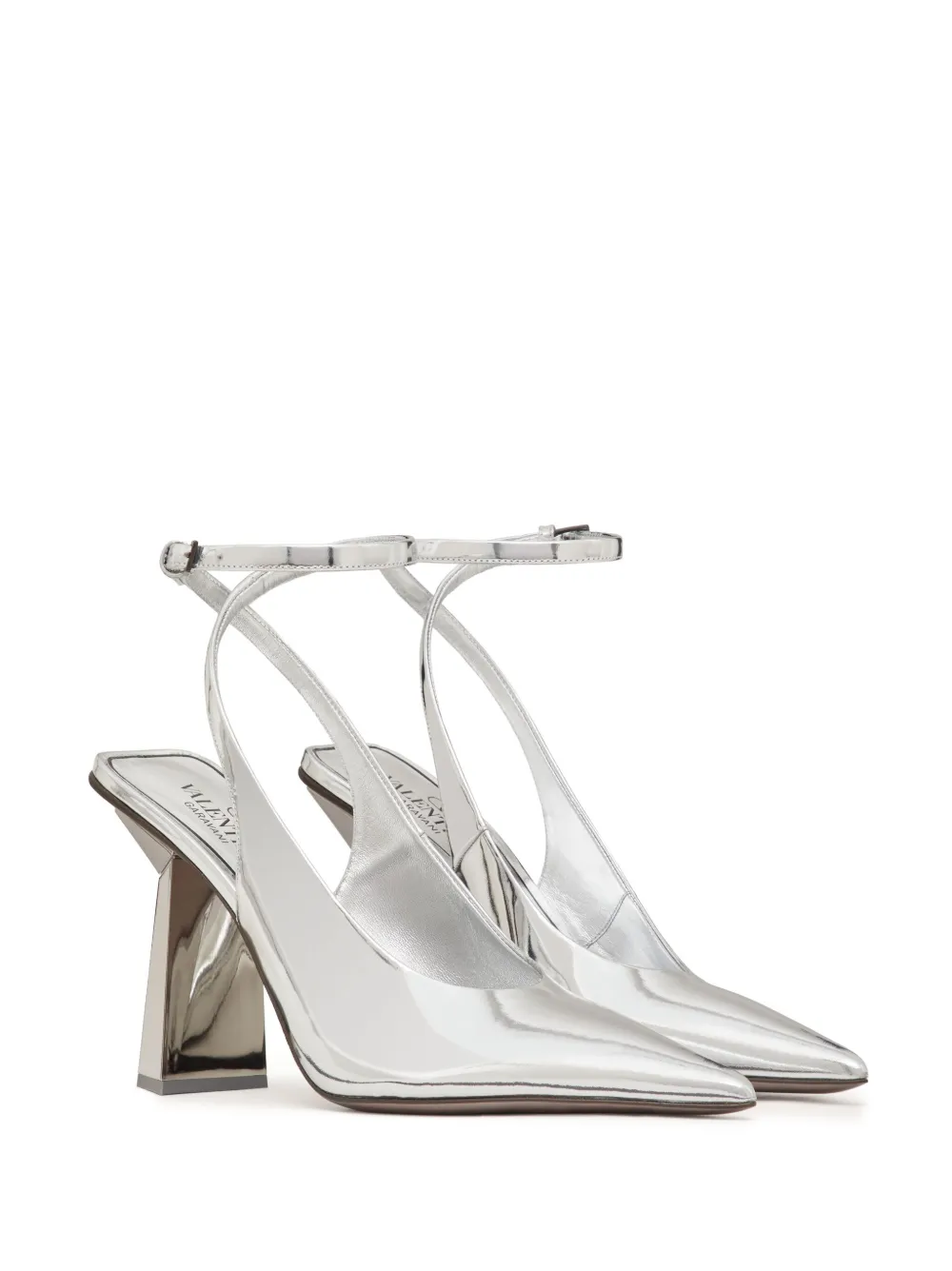 Valentino Garavani One Stud pumps kalfsleer met spiegelend effect Zilver