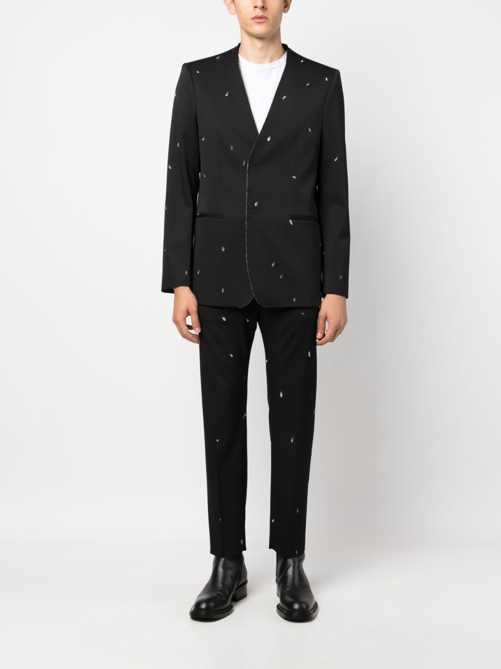 MM6 Maison Margiela abstract-print knitted blazer - Zwart