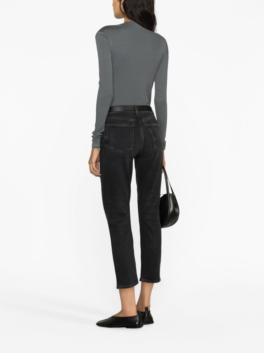 Shop Agolde Cropped Straight-leg Jeans In Grey