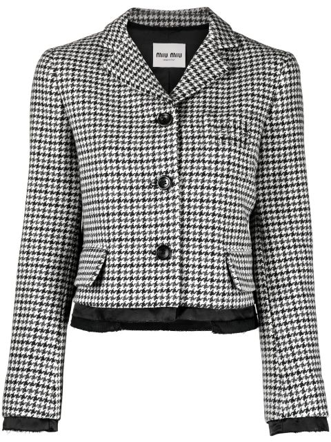 Miu Miu logo-embroidered houndstooth wool jacket Women