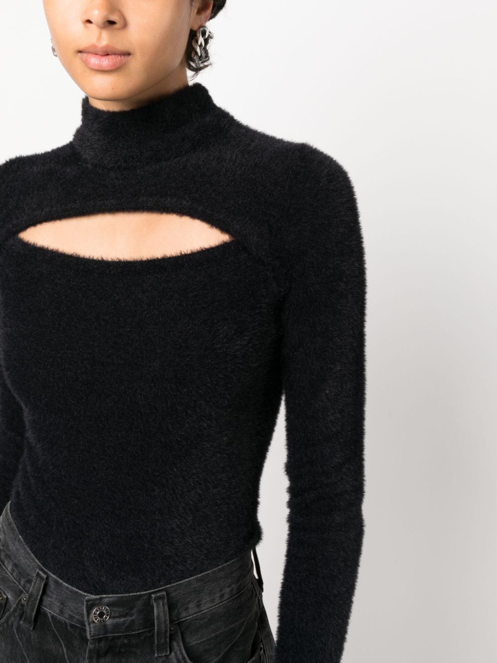 Shop Marant Etoile Mayers Faux-fur Cut-out Jumper In 黑色