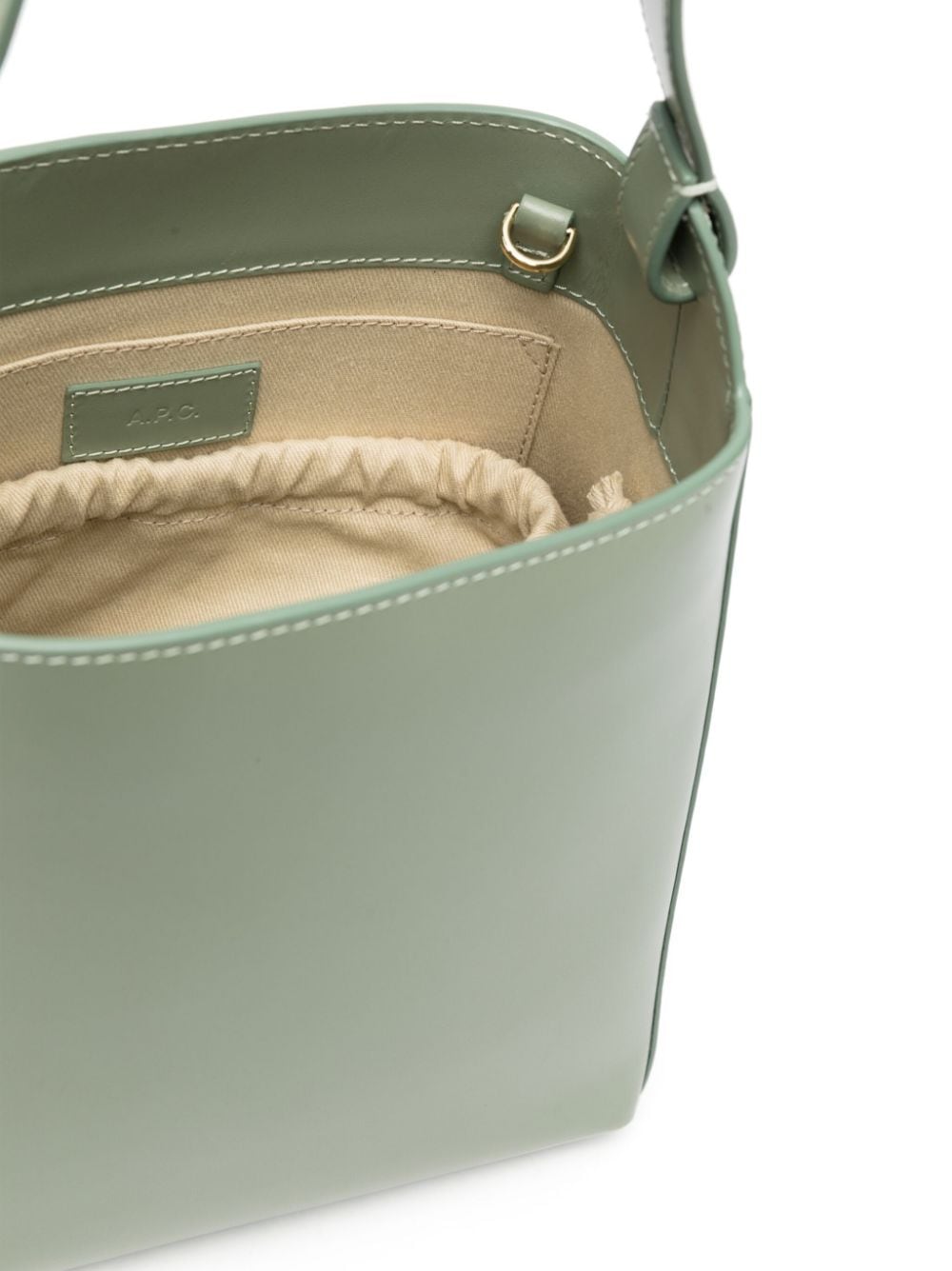 Shop Apc Small Virginie Leather Shoulder Bag In Green