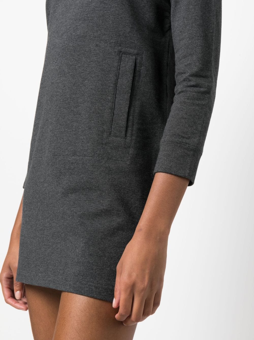 Shop Norma Kamali Round-neck Stretch-cotton Minidress In Grey