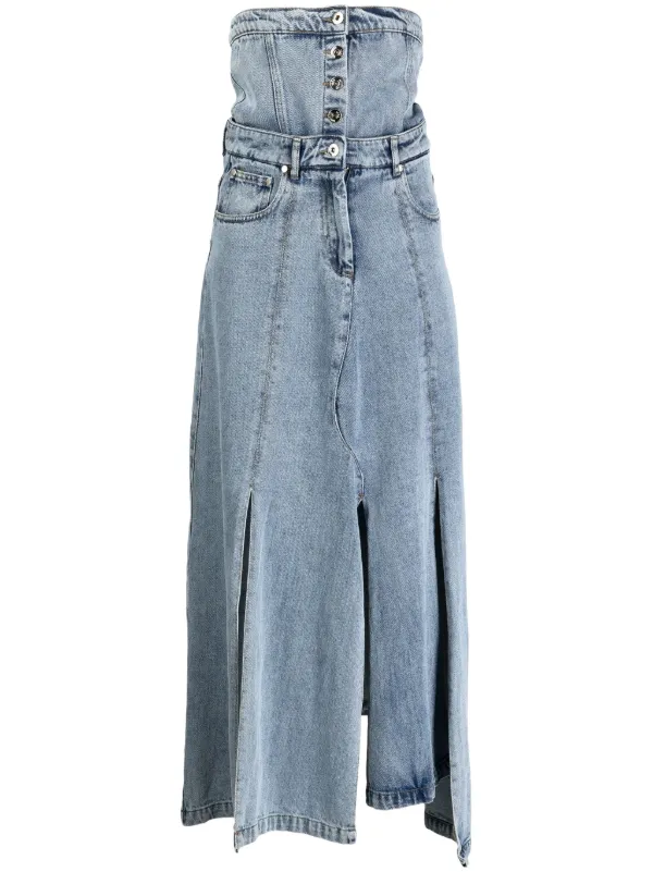 Rokh Panelled Denim Midi Skirt - Farfetch