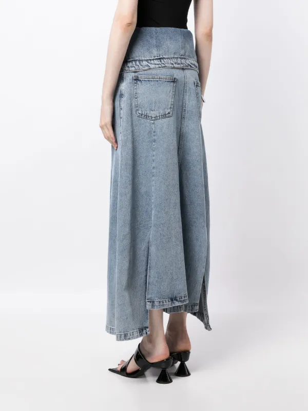 Jacquemus folded denim outlet midi skirt