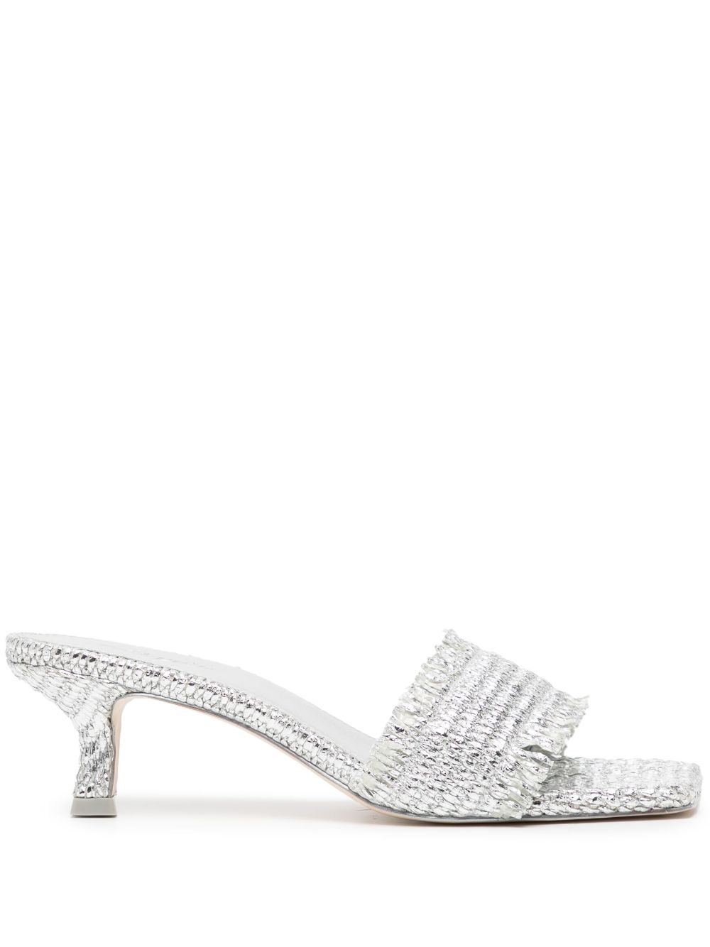 Cult Gaia 60mm interwoven metallic mules - Silver