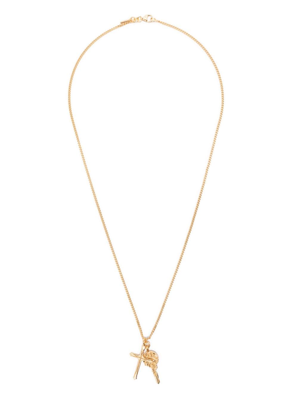 Shop Emanuele Bicocchi Arabesque Key Cross Pendant Necklace In Gold