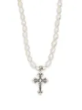 Emanuele Bicocchi pearl necklace with cross - White