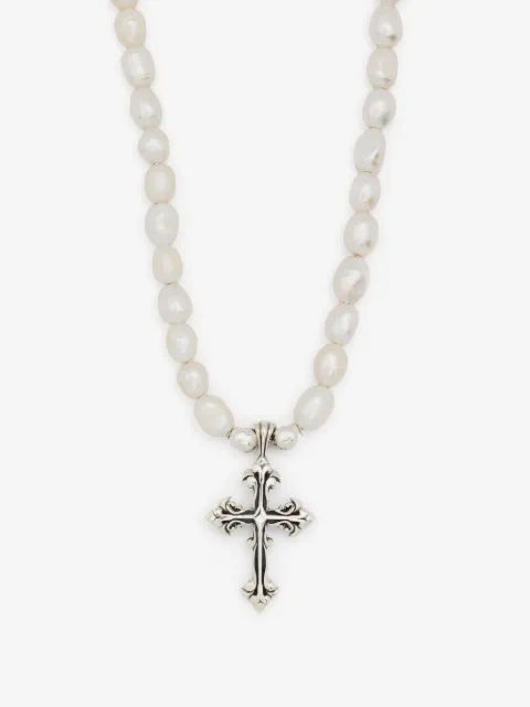 Emanuele Bicocchi pearl necklace with cross