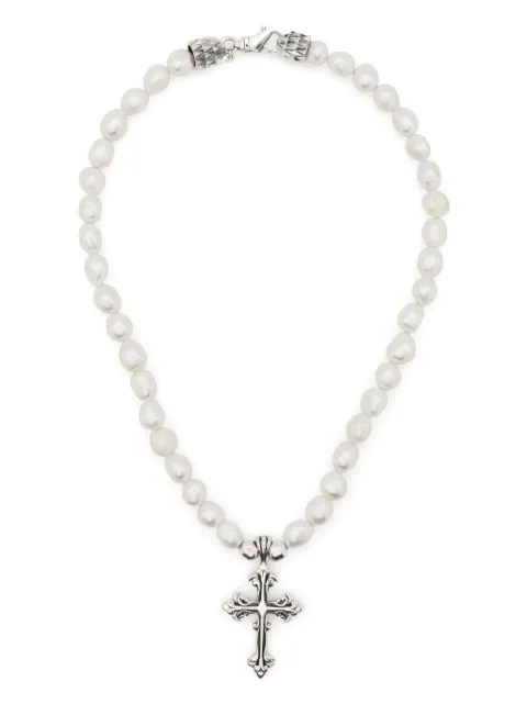 Emanuele Bicocchi pearl necklace with fleury cross
