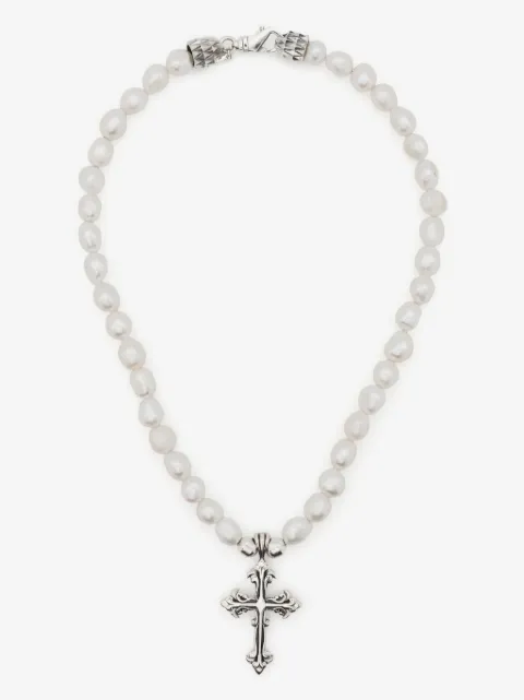 Emanuele Bicocchi cross-pendant pearl necklace
