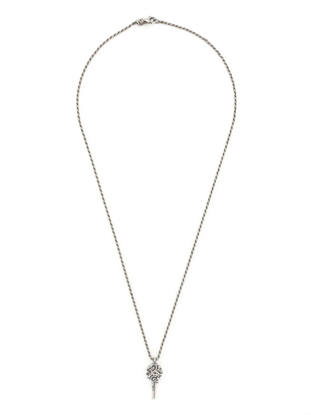 Shop Emanuele Bicocchi Arabesque Key Pendant Necklace In Silver