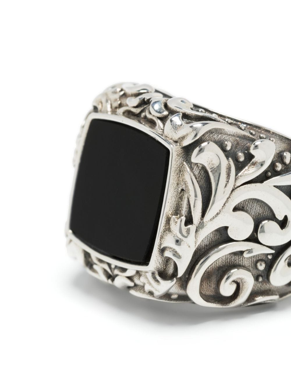 Shop Emanuele Bicocchi Arabesque Stone Ring In Silver
