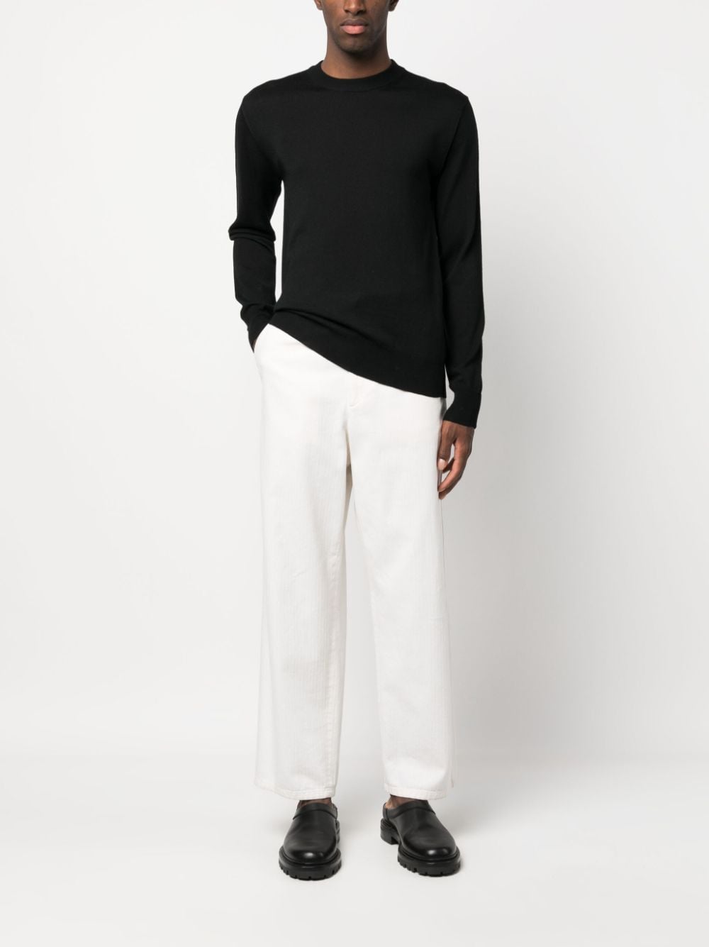 Altea crew-neck fine-knit jumper - Zwart