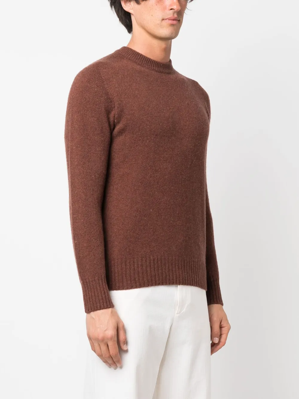 Altea Crew-neck Virgin Wool Blend Jumper In Brown
