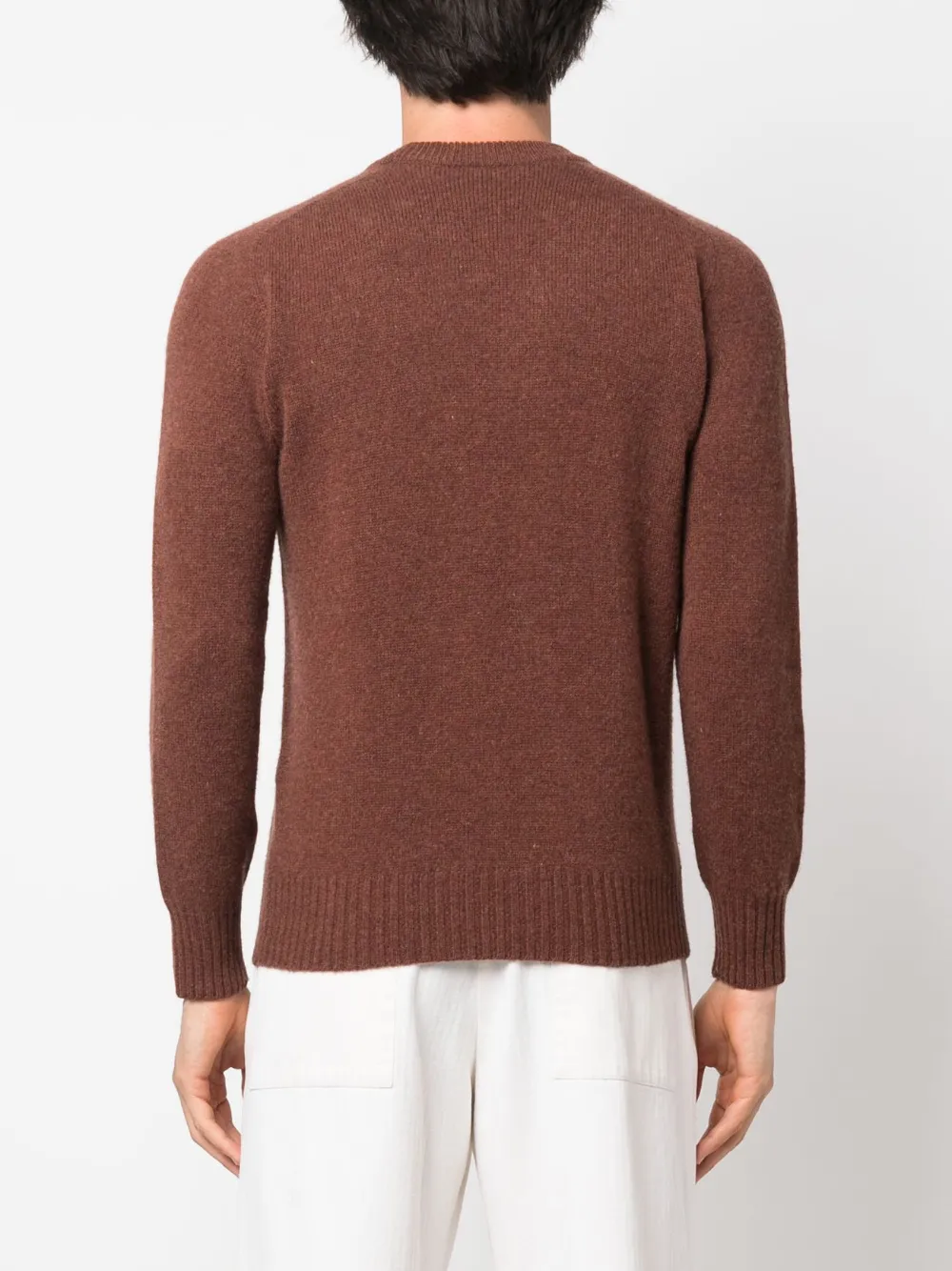 Altea Crew-neck Virgin Wool Blend Jumper In Brown