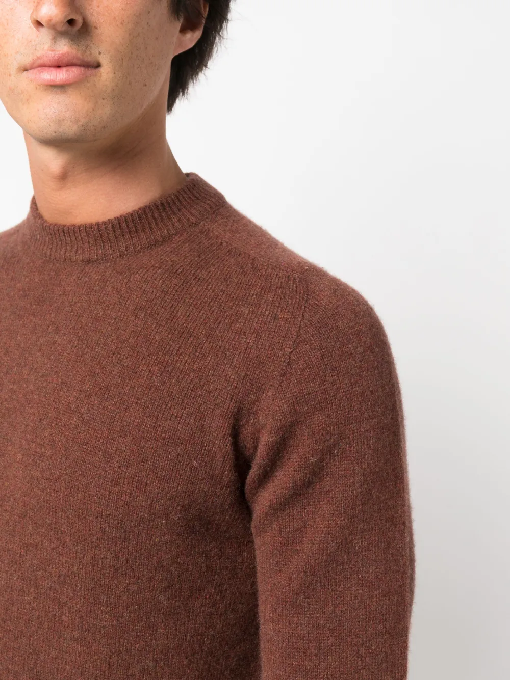 Altea Crew-neck Virgin Wool Blend Jumper In Brown