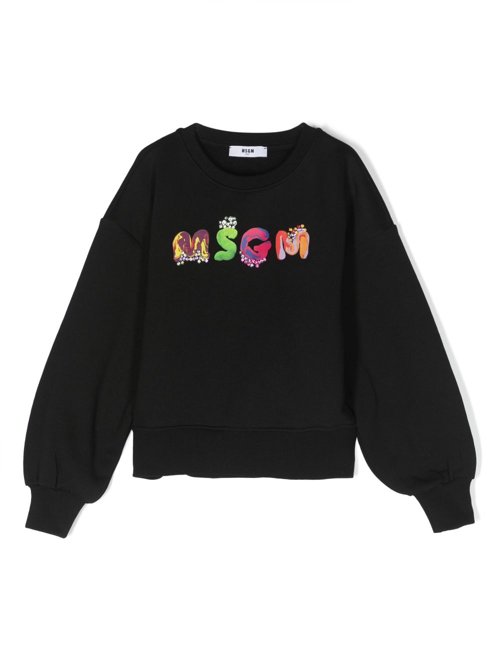 MSGM Kids logo-embellished cotton sweatshirt - Black