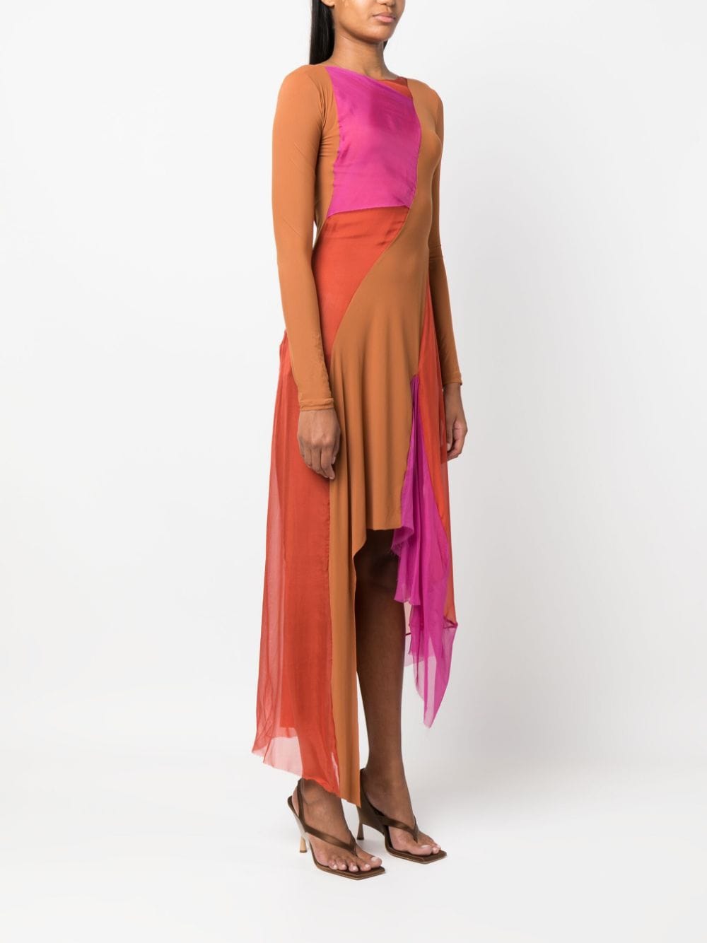 Shop Paula Canovas Del Vas Colour-block Panelled Handkerchief Dress In Pink