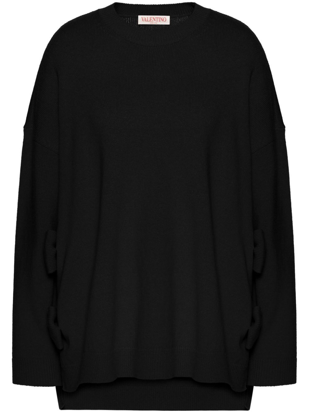 Shop Valentino Drop-shoulder Virgin-wool Jumper In Black