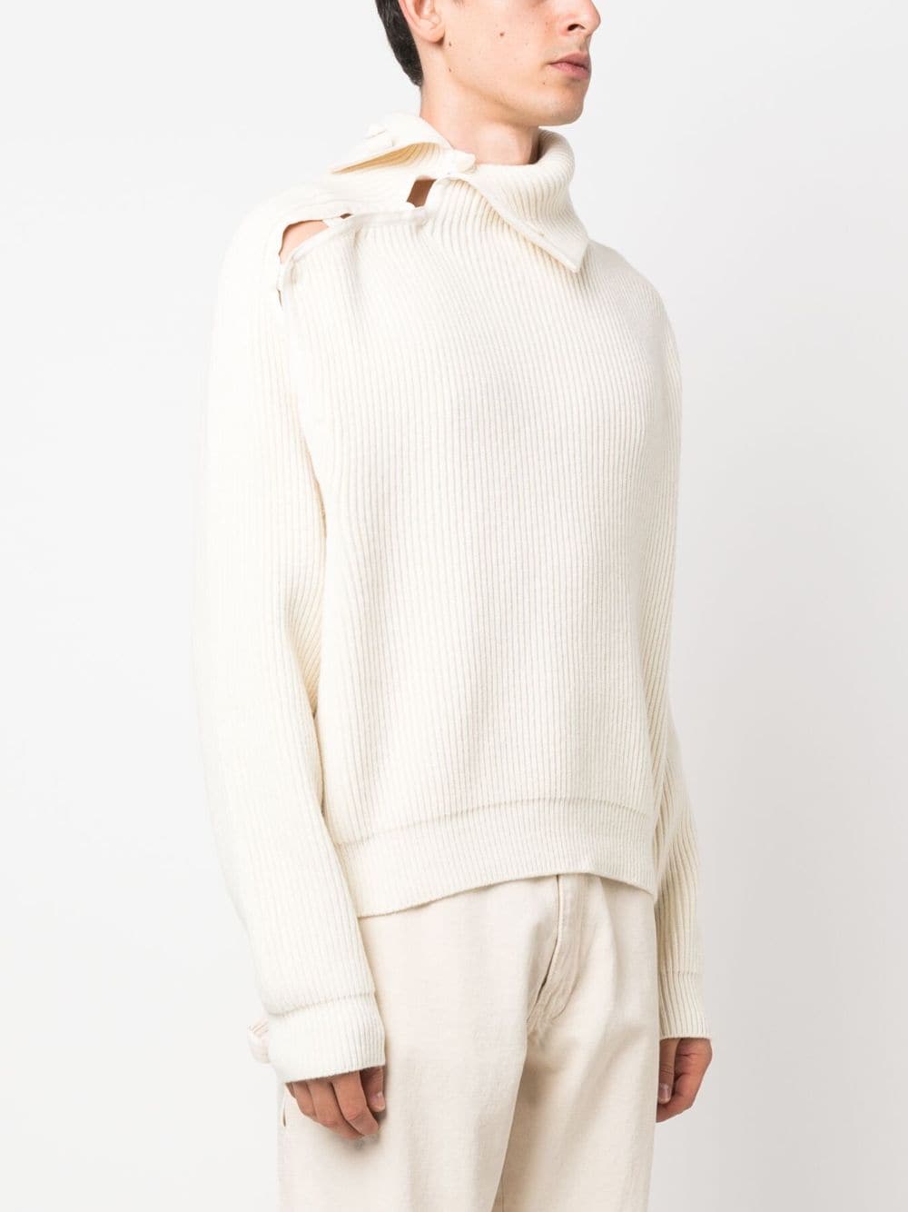 Shop Jacquemus La Maille Vega Ribbed Jumper In White