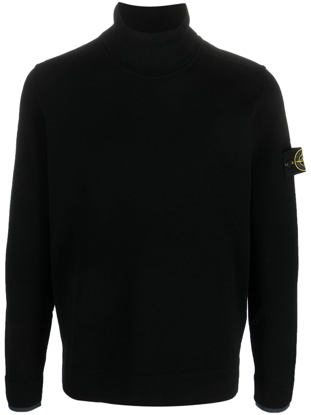 Stone Island Compass-motif Roll-neck Sweater In Black