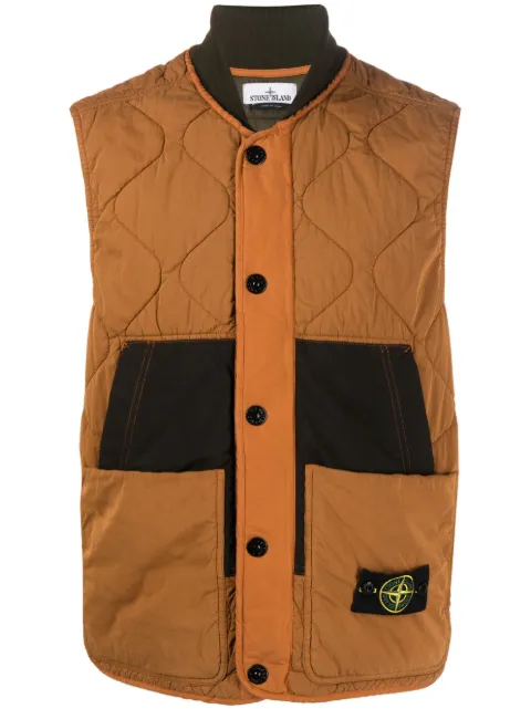 Stone Island chaleco capitonado con parche Compass