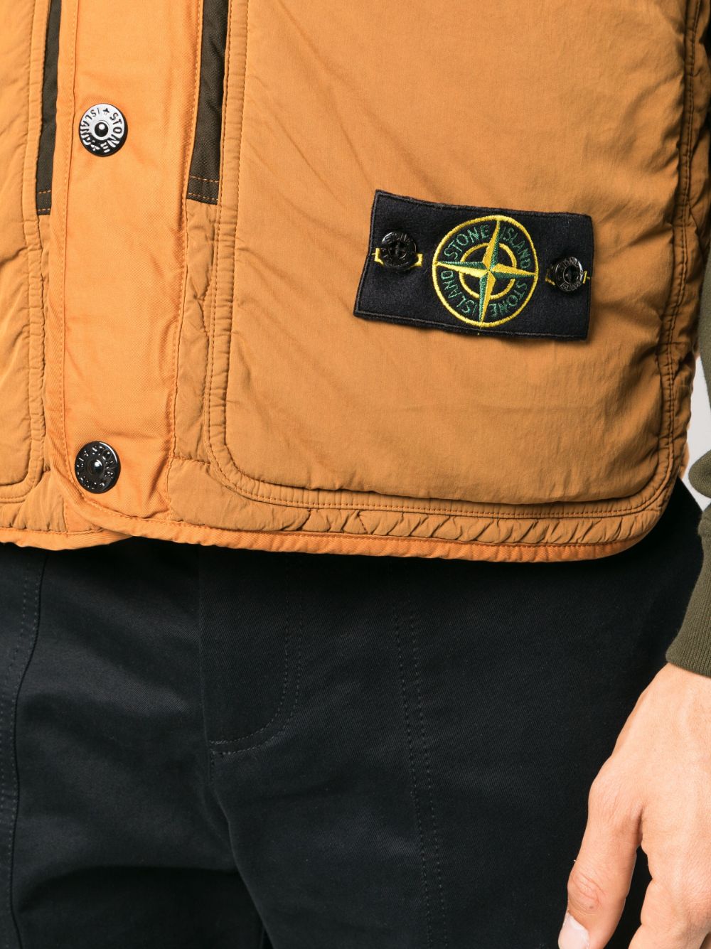 Shop Stone Island Compass-patch Quilted Gilet In Brown