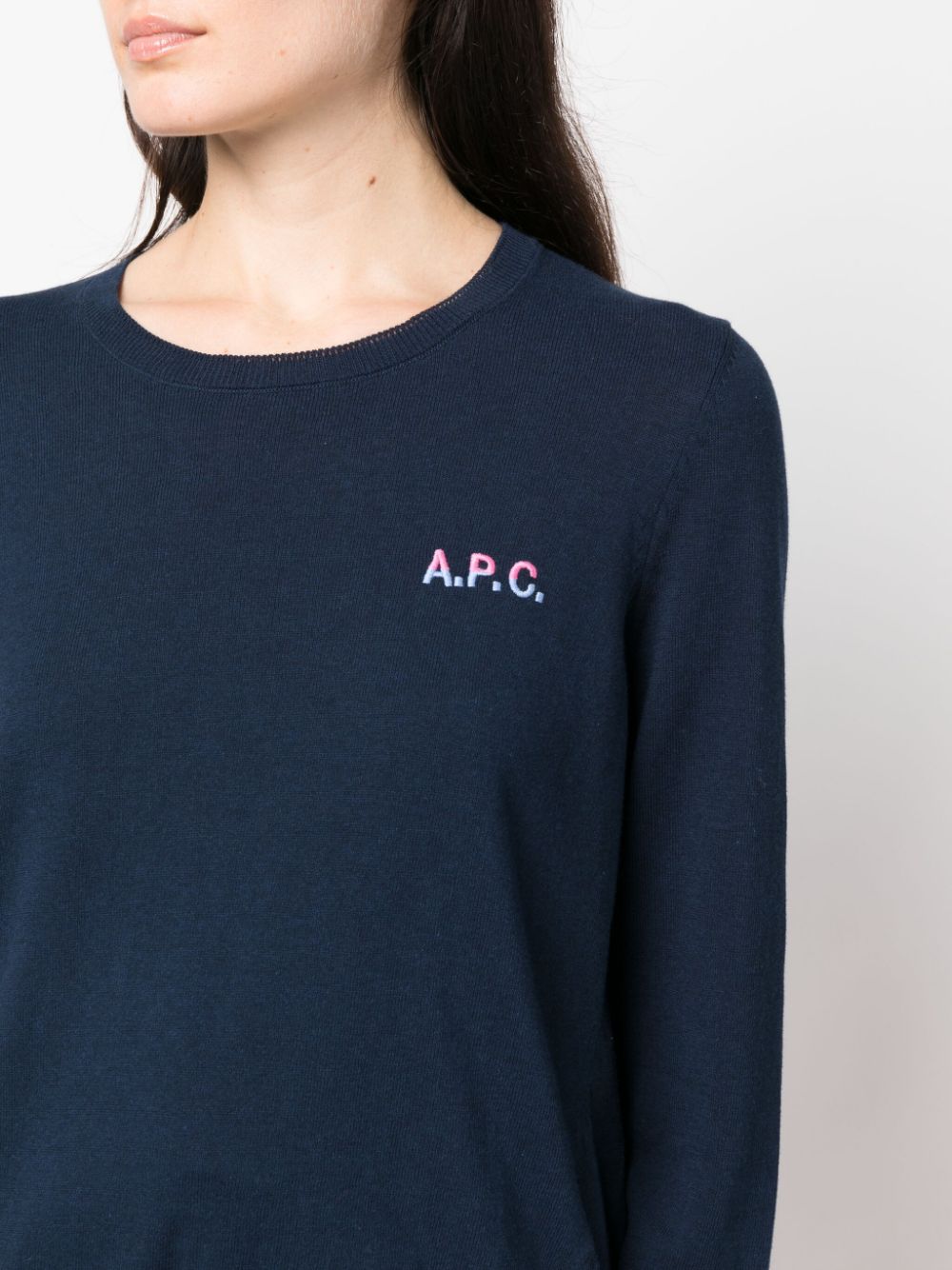 A.P.C. logo-embroidered cotton jumper Women