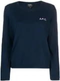 A.P.C. logo-embroidered cotton jumper - Blue