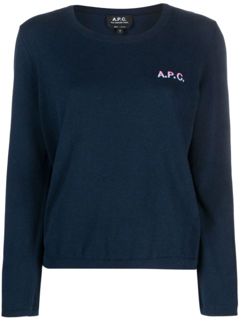 A.P.C. logo-embroidered cotton jumper