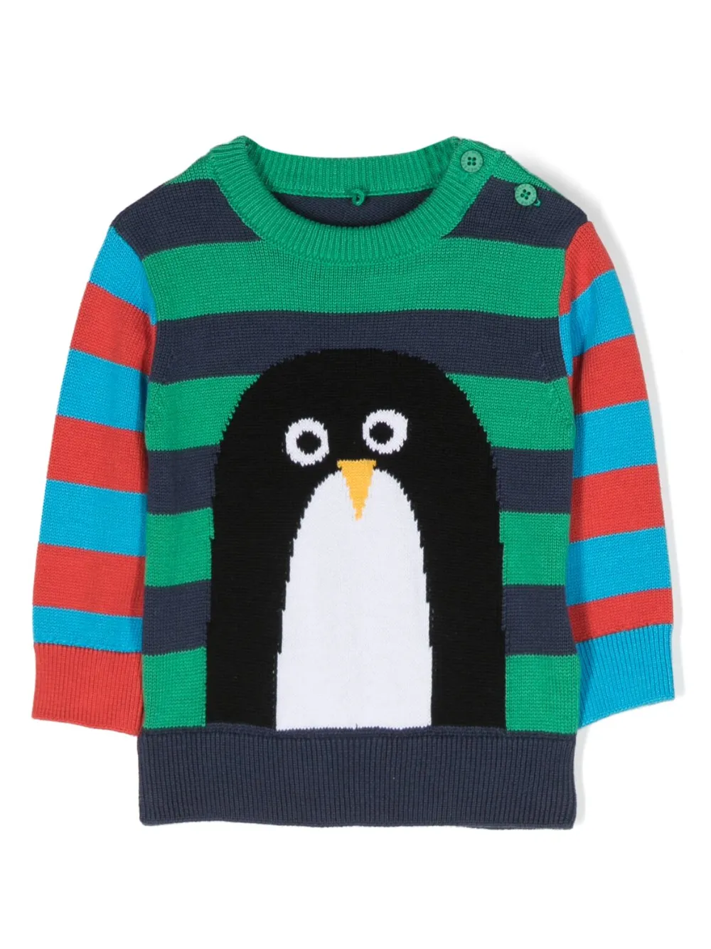 Stella Mccartney Multicolor Sweater For Baby Boy With Penguin In Blue