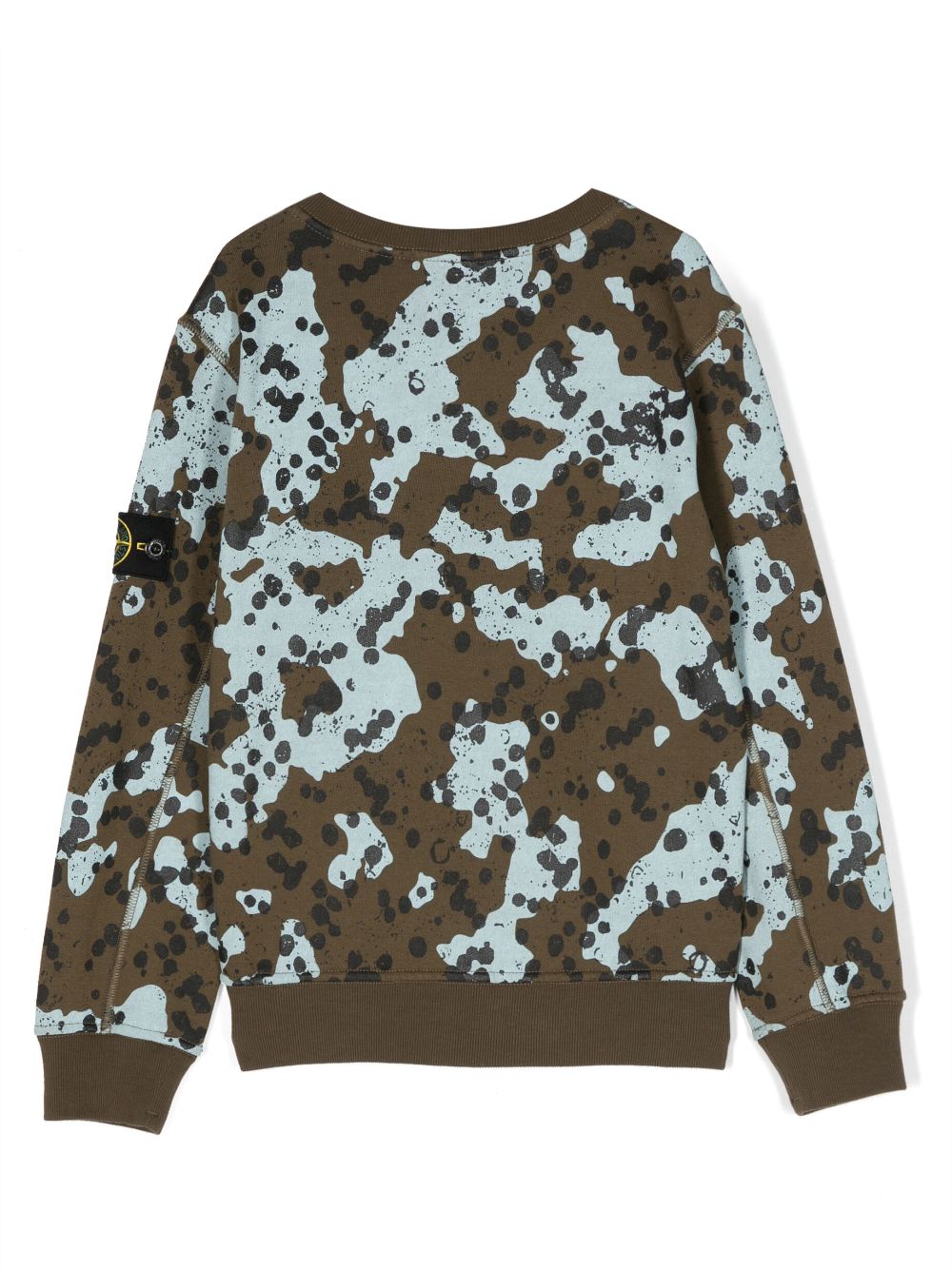 Shop Stone Island Junior Abstract-print Cotton Sweatshirt In Green