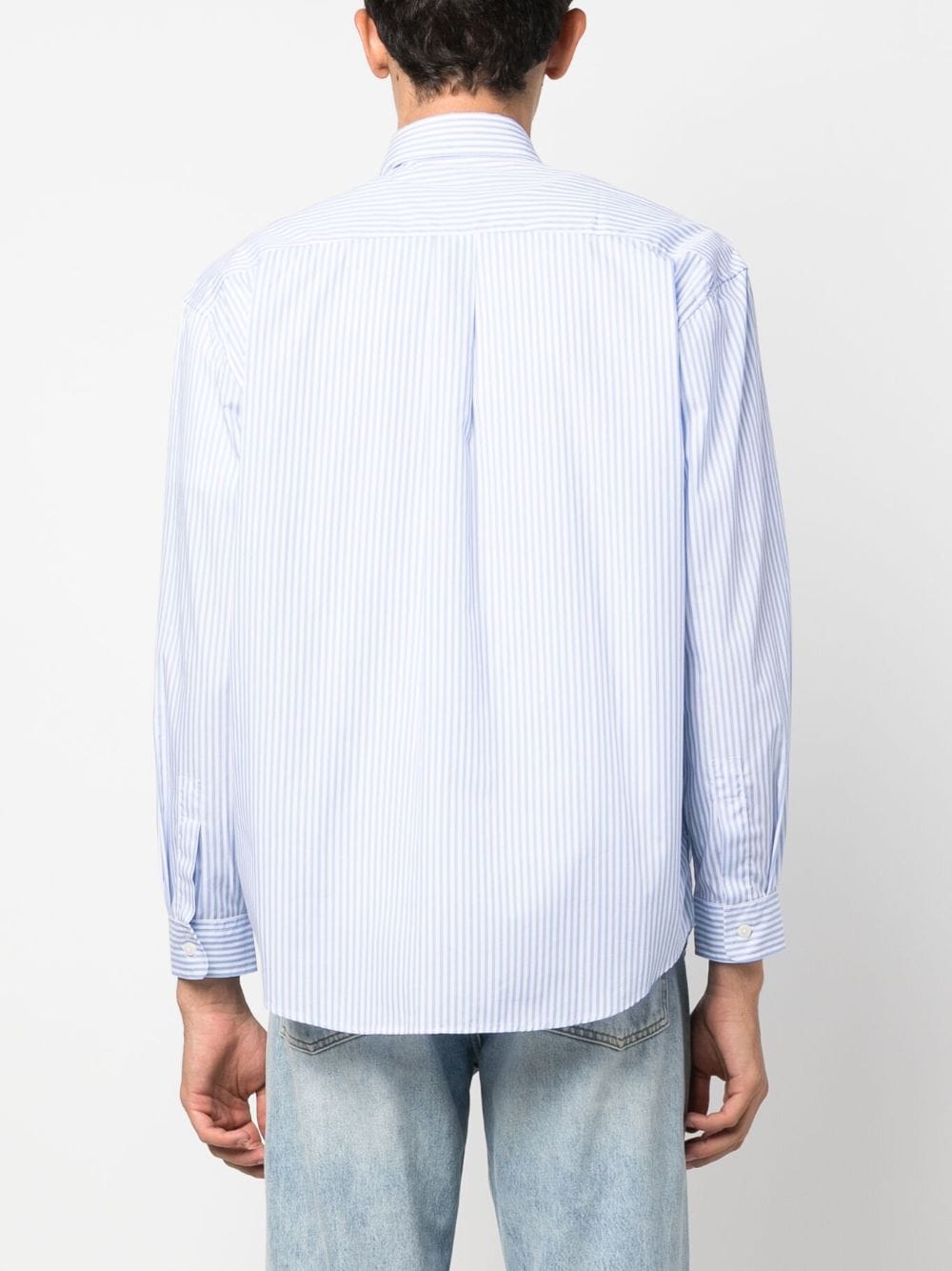 Shop Sporty And Rich Stripe-print Long-sleeved Shirt In 蓝色