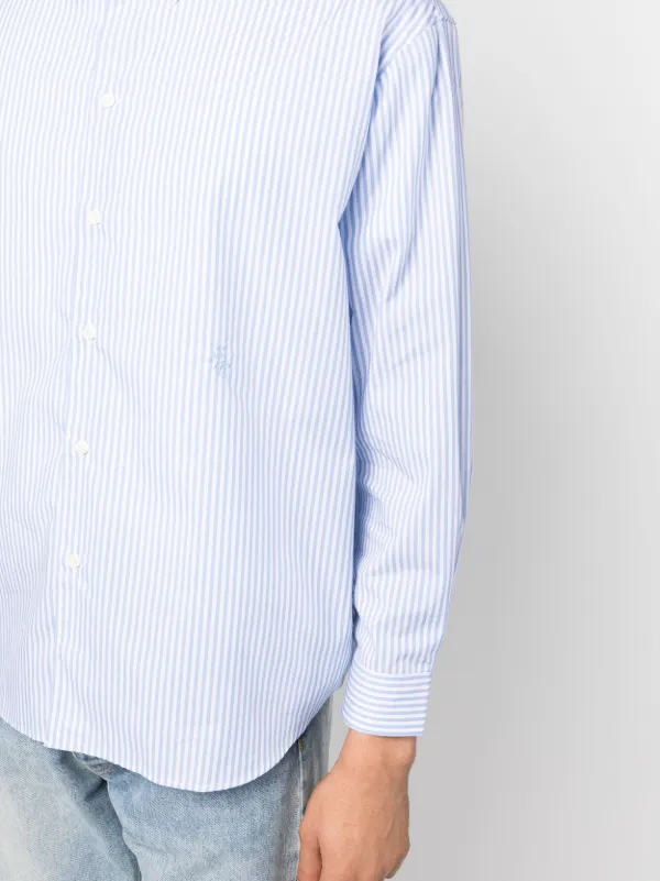 Sporty & Rich stripe-print long-sleeved Shirt | Blue